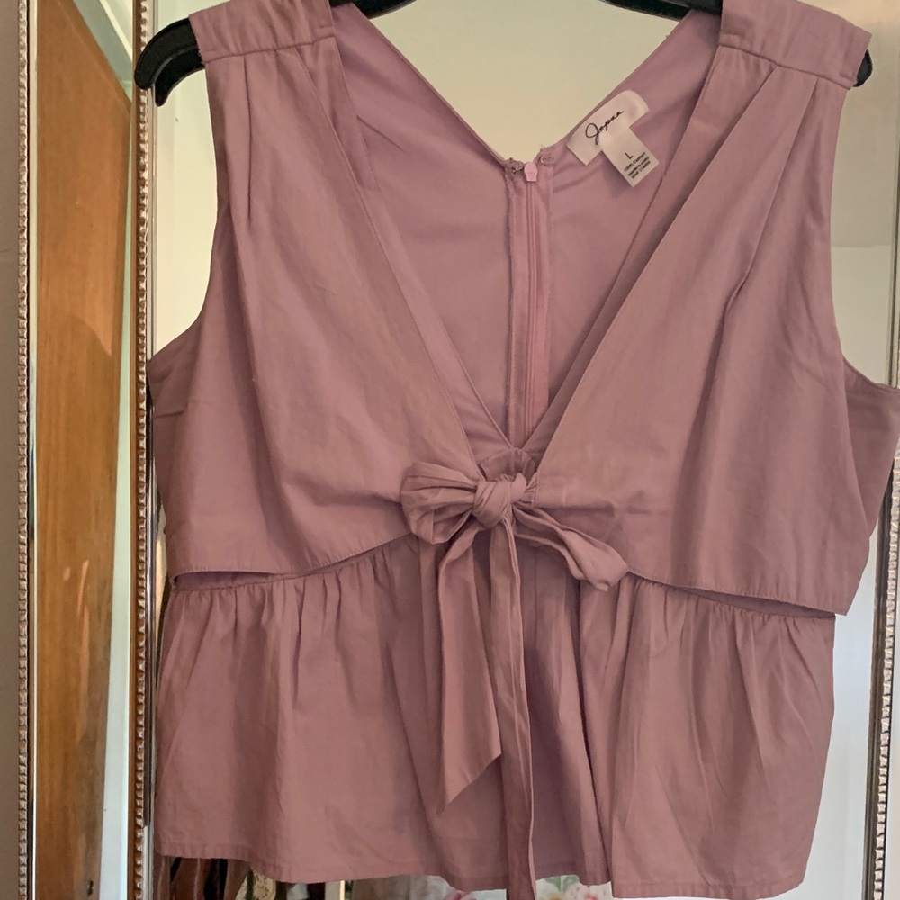 Elegant Mauve Sleeveless Blouse with Bow by Jayne